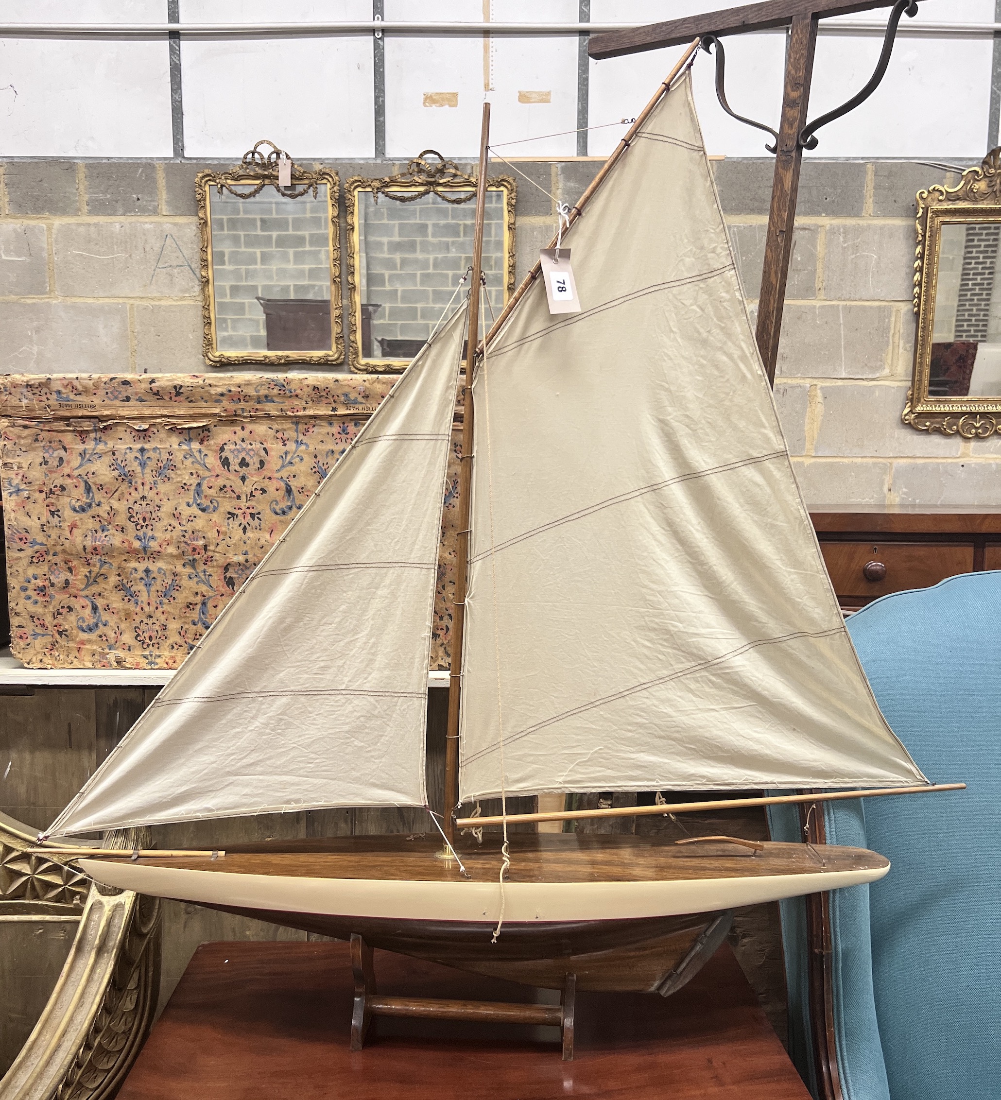 An Edwardian style pond yacht, height 108cm